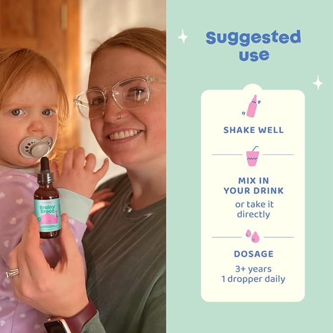 JoySpring Broccoli Supplement for Kids | Sulforaphane & Bacopa Monnieri Drops | Supports Cognitive Function | Vegan & Kid-Friendly