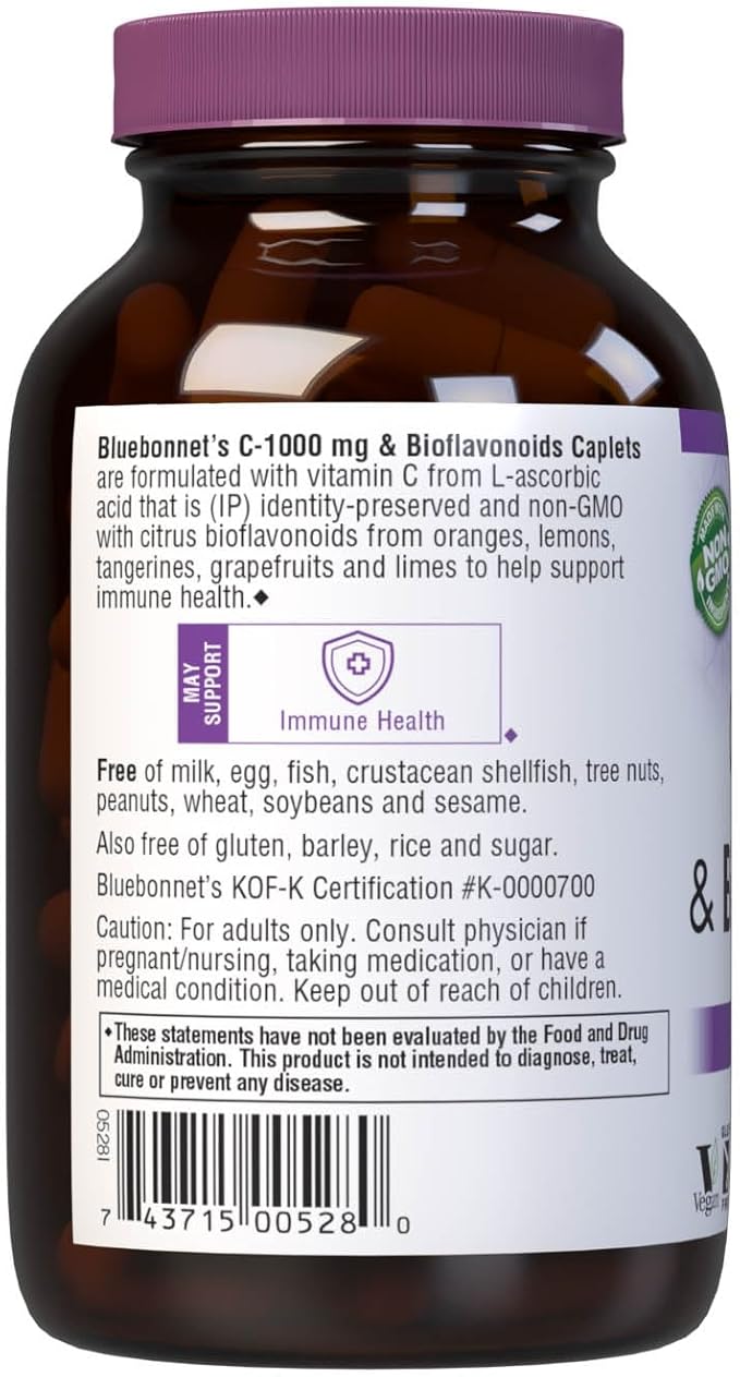 BlueBonnet Vitamin C 1000 mg Plus Bioflavonoids Caplets, 90 Count