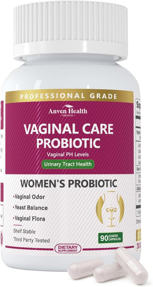 Vaginal Probiotics for Women - 60 Billion CFU for pH Balance, Vaginal Flora, Odor, Yeast & Digestive Health, Vegan & Non-GMO with Saffron, Lecithin, Cranberry, Olive Leaf | 90 Capsules