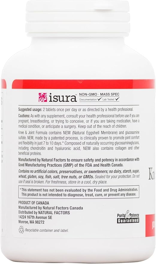 Natural Factors, NEM Knee & Joint Formula, Promotes Flexibility and Comfort, 60 Tablets
