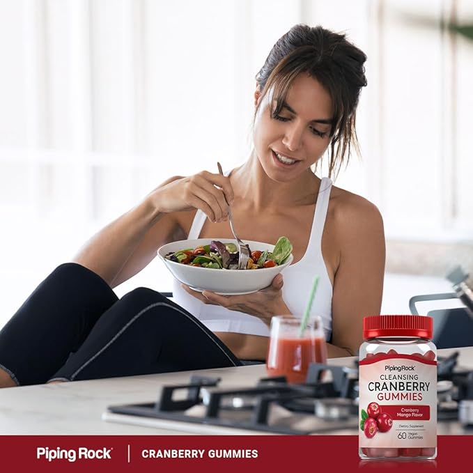 Piping Rock Cranberry Gummies | 60 Count | Cranberry Mango Flavor | Cleansing Supplement | Vegan Gummy | Non-GMO, Gluten Free