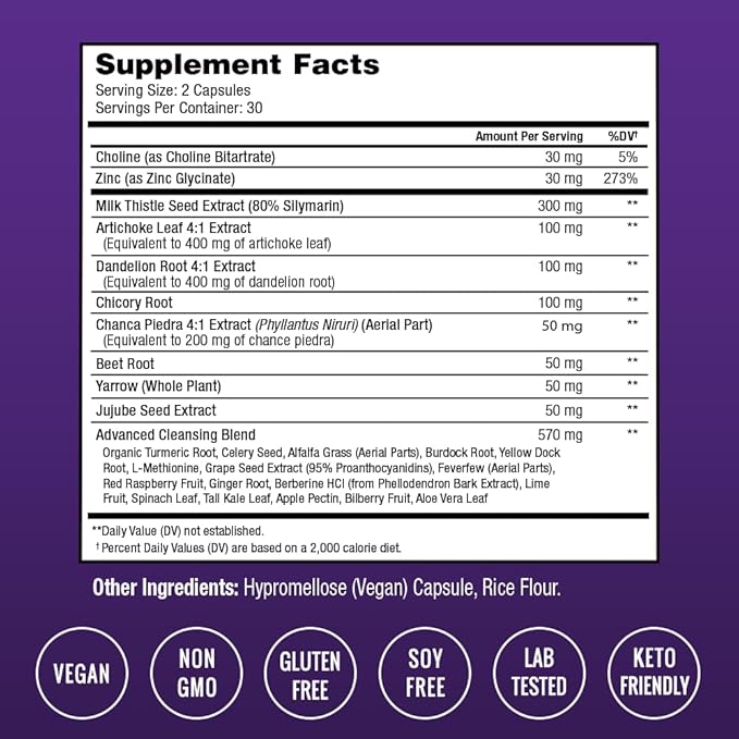 NutraChamps Liver Cleanse Detox & Repair Formula, 20+ Herbs: Milk Thistle Extract with Silymarin, Artichoke, Dandelion, Chicory Root Powder, Liver Support Pills Supplement, 60 Capsules