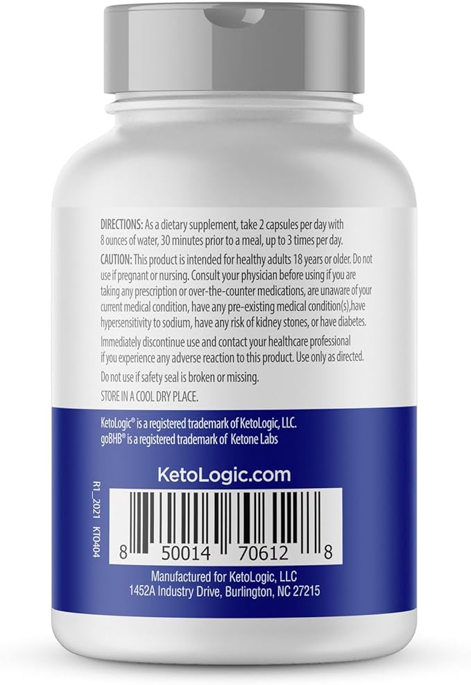Ketologic BHB Caps + Apple Cider Vinegar (60 Capsules, 30 Supplements)