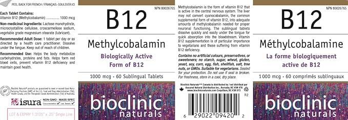 Bioclinic Naturals - B12 Methylcobalamin 1000 mcg 60 loz
