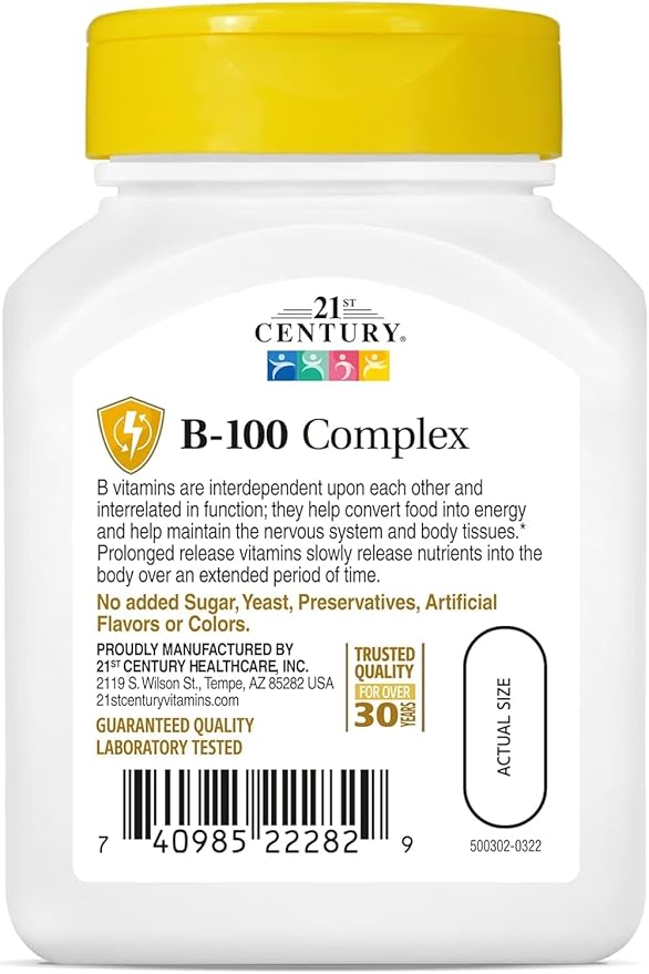 21st Century B 100 Complex Prolonged Release Caplets, 60 Count (Pack of 1)