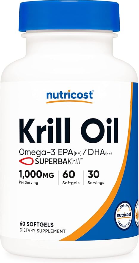 Nutricost Krill Oil 1000mg; 60 Liquid Softgels (3 Bottles) - Omega-3 EPA-DHA