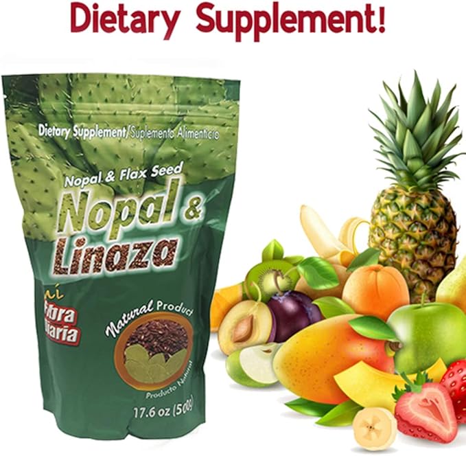 Nopal & Linaza. Nopal Cactus and Flax Seed Fiber Dietary Supplement. 17.6 oz.