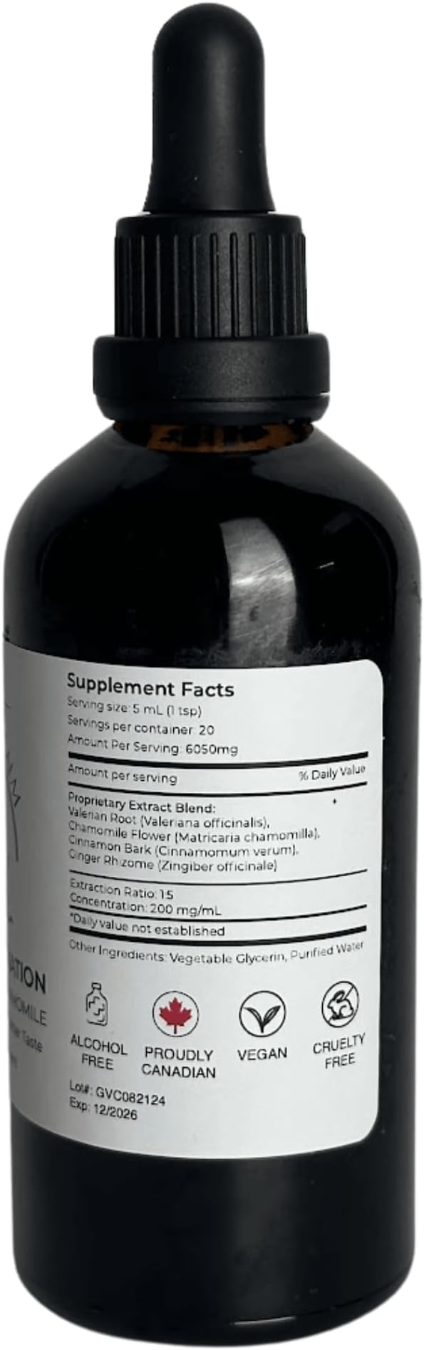 Nighttime Calm – Valerian & Chamomile Sleep Drops with Cinnamon & Ginger – Alcohol-Free Herbal Tincture for Relaxation & Wind-Down – (1.7 fl oz)