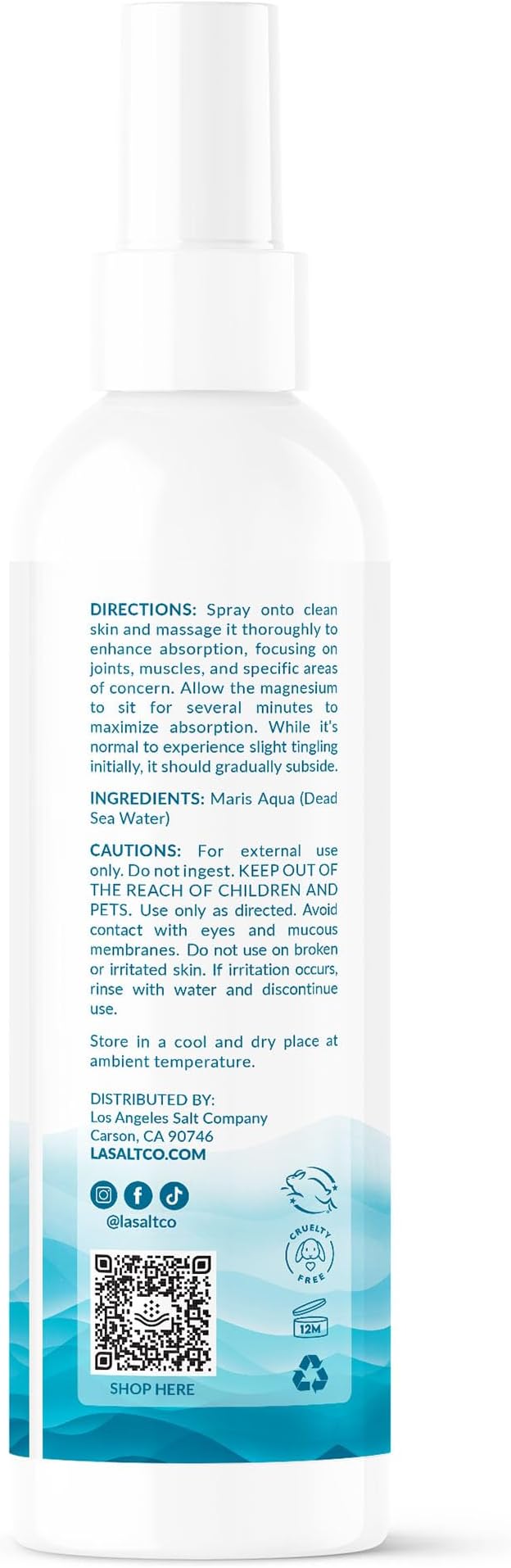 Pure Magnesium Oil Spray, Imported from The Dead Sea, 12 Oz, Pure Magnesium Chloride, Topical Use for Skin Application