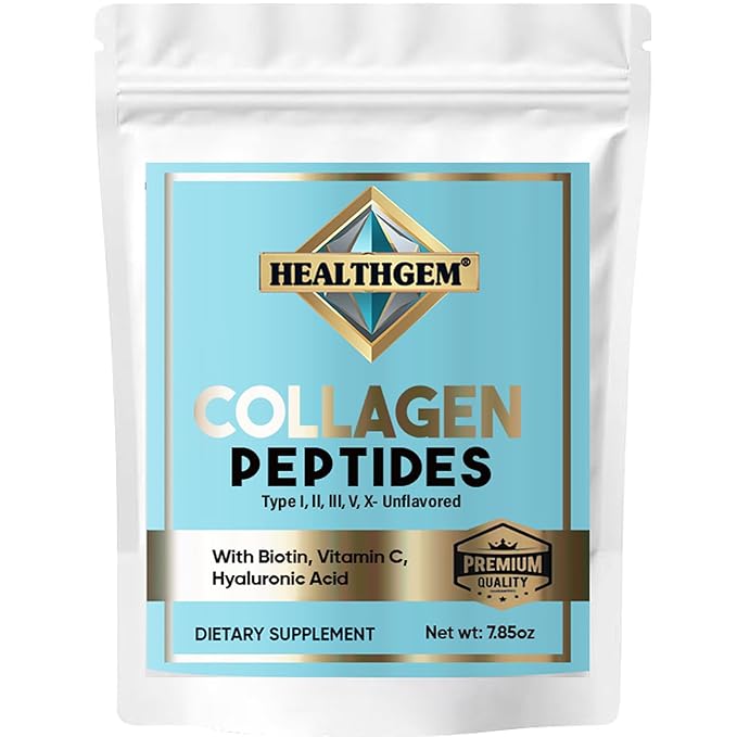 Collagen Peptides Powder, Hydrolyzed Collagen Protein Supplement with Biotin, Hyaluronic Acid, Vitamin C, Easy Mixing Collagen Supplements for Women and Men - 7.85oz