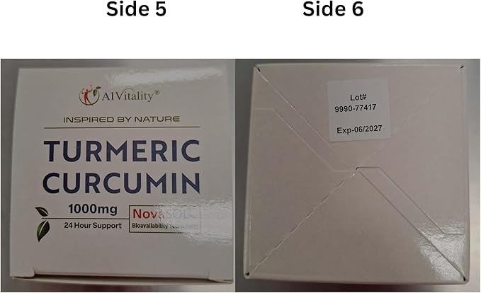 Turmeric Curcumin NovaSOL 1000mg - Nature's Joint Support Supplements - 185x Bioavailable Than Standard Curcumin - Natural Softgels