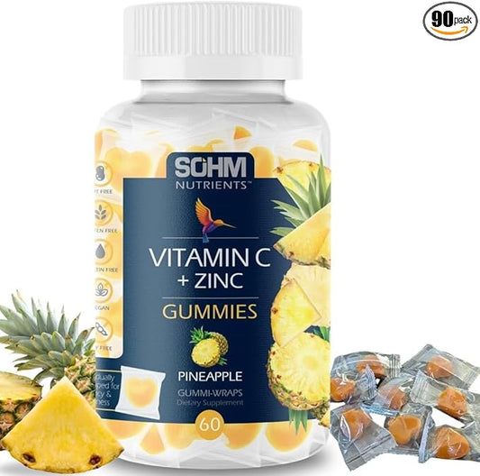 Vitamin C 60000mcg + Zinc 15000mcg Gummies, Individually Wrapped 60 Count, Supports Healthy Immune Health, Vitamin C Gummies,Supplements for Adults