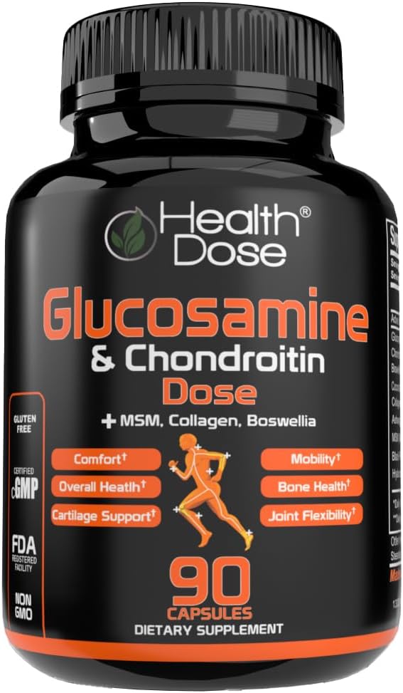 Glucosamine Plus Premium Joint Support - with MSM, Collagen & Boswellia - 90 Capsules - Antioxidant Properties for Cartilage Support, Joint Health & Mobility