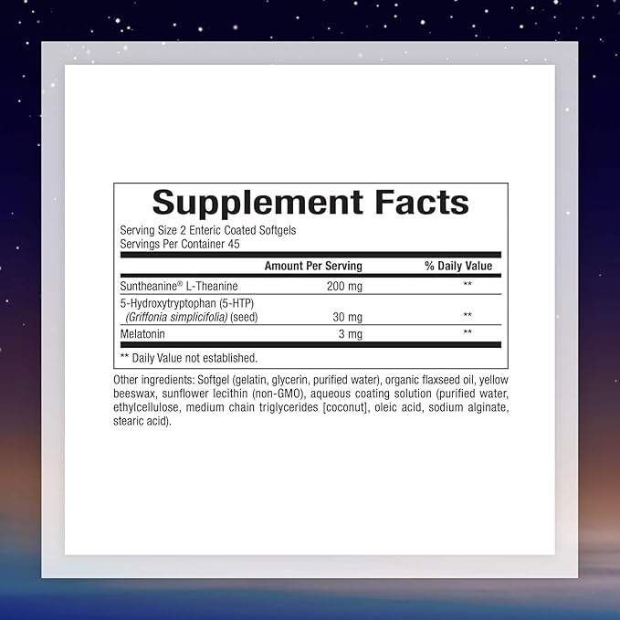 Stress-Relax Tranquil Sleep by Natural Factors, Sleep Aid with Suntheanine L-Theanine, 5-HTP, Melatonin, 90 Softgels