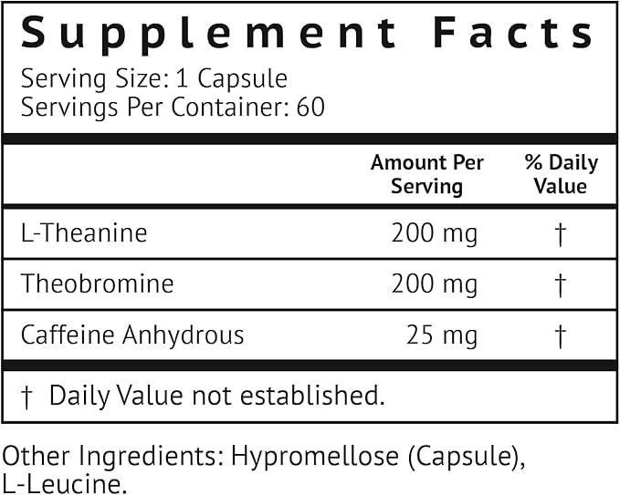 VitaMonk Low Dose Caffeine and Theanine - No Jitters, No Crash- Microdose of Caffeine L Theanine Pills with Caffeine Theanine and Theobromine - 25mg of Caffeine, Caffeine Pills L Theanine - 60 Caps