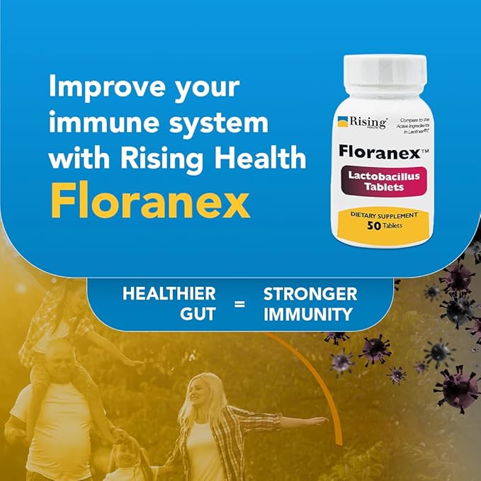 Rising Health - Floranex Tablets - Lactobacillus Probiotic Dietary Supplements - 50 Tablets