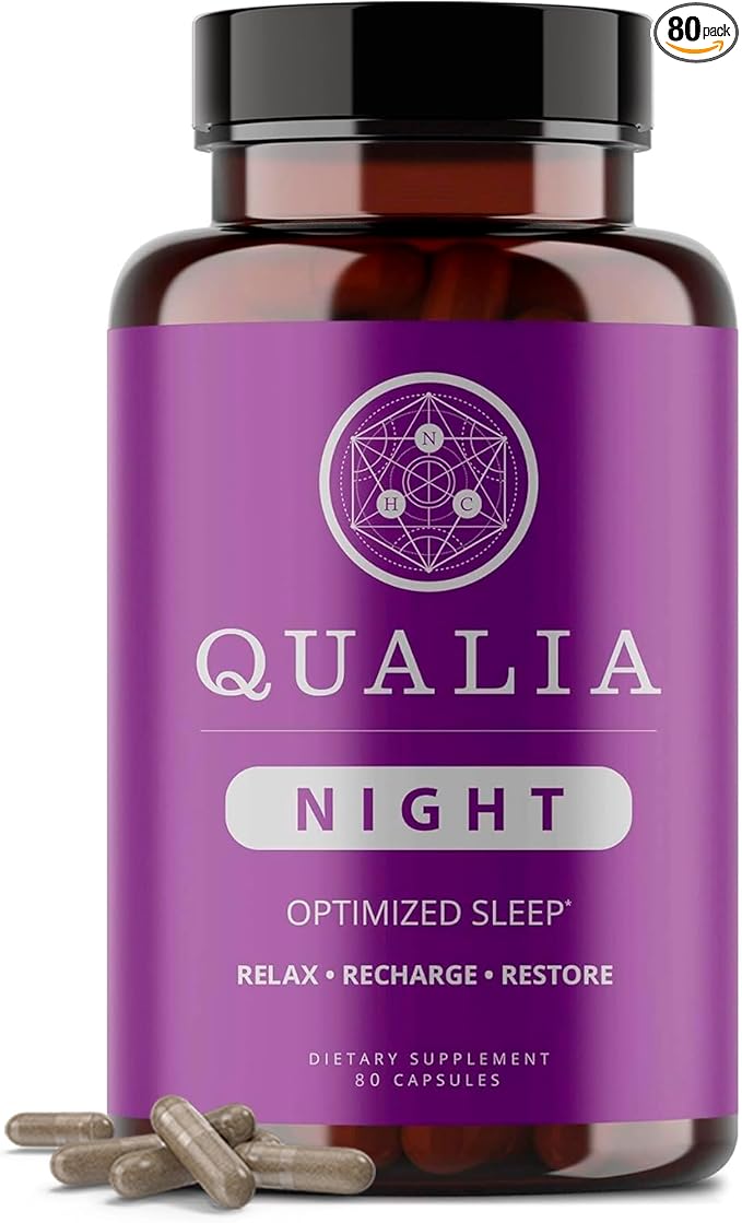 NEUROHACKER COLLECTIVE Qualia Night Sleep Aid | Non-Habit Forming | Science-Backed Supplement for Deep Refreshing Sleep | Melatonin-Free, Vegan, Non-GMO, Gluten-Free 80 Count | (1 Month Supply)