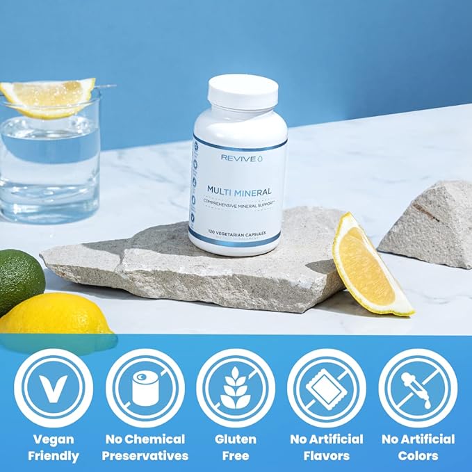 Revive MD Multi Mineral Supplement for Men & Women - Broad Spectrum Mineral Support Supplement Promotes Healthy Bone Density & Skeletal Strength - Calcium, Vitamin D, Magnesium & Zinc - 210 Capsules