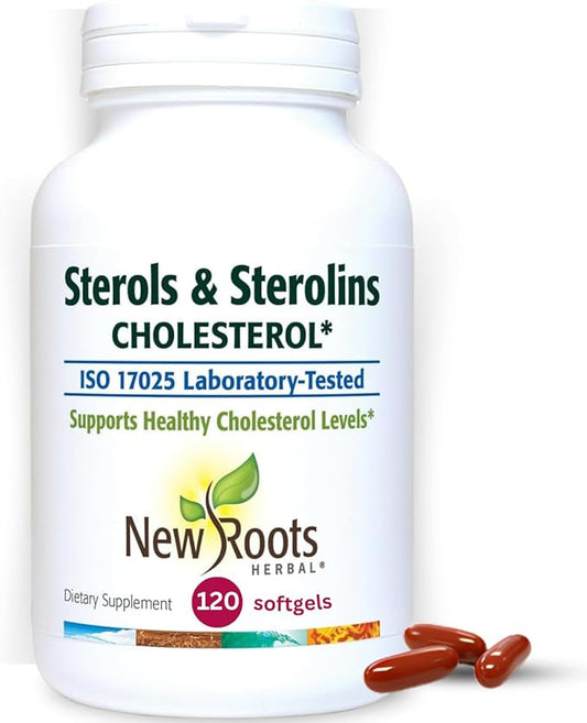 NEW ROOTS HERBAL Plant Sterols and Sterolins Supplement with Organic Flaxseed | Stanols or Phytosterols for Cholesterol Support with Source of Omega-3s (120 Softgels)