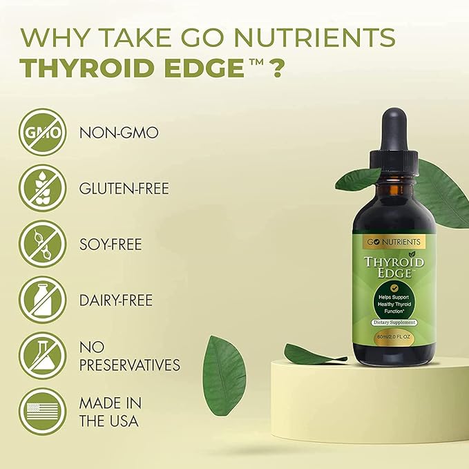 Go Nutrients Thyroid Edge 60 mL & Adrenal Edge 60 ml Energy & Fatigue Supplement Cortisol Manager Liquid Drops Thyroid Support Dietary Supplements to Boost Metabolism, Improve Skin & Stop Hair Loss