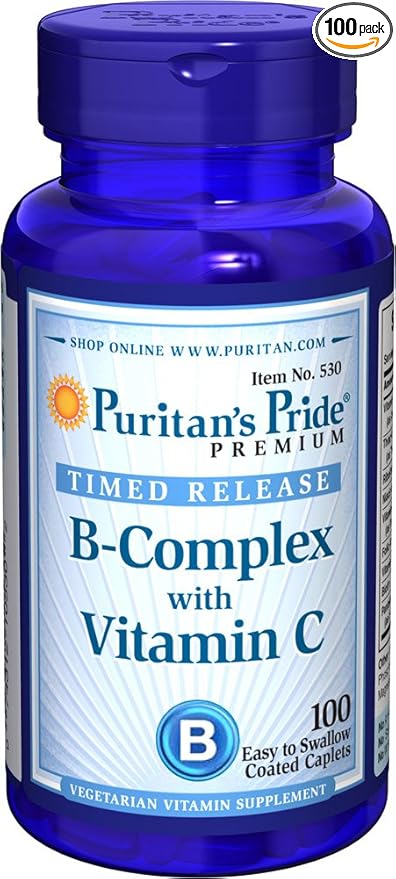 Puritan's Pride Vitamin B-Complex + Vitamin C Time Release-100 Caplets