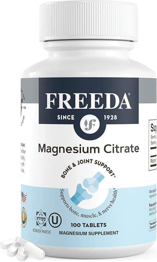 Freeda Magnesium Citrate 400mg Per Serving - Pure Magnesium Citrate Magnesium Supplement - Magnesium Citrate Tablets - Mag Citrate Magnesium Mineral Supplements - Magnesium Pills (100 Ct)