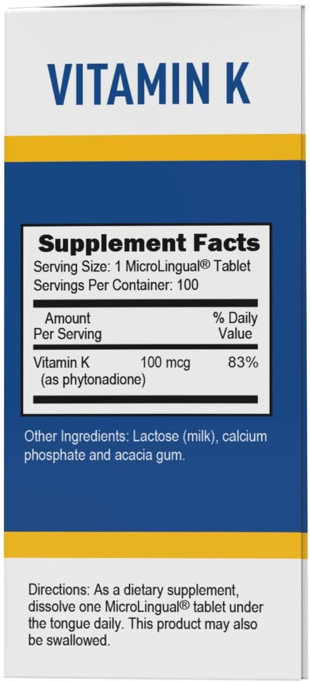 Superior Source Vitamin K 100 mcg - Bone Strength & Health Support Supplement - Vitamin K Supplement Aids Blood Health & Calcium Absorption - 30 Sublingual Dissolving Tablets