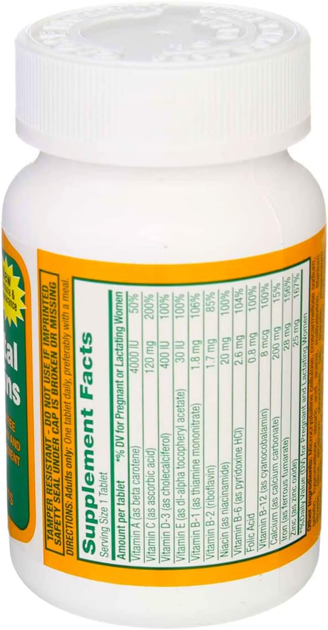 Rugby Prenatal Vitamins for Pregnant or Lactating Women Phosphorus Free Multiple Vitamin and Mineral Supplement - 100 Tablets (3 Pack)