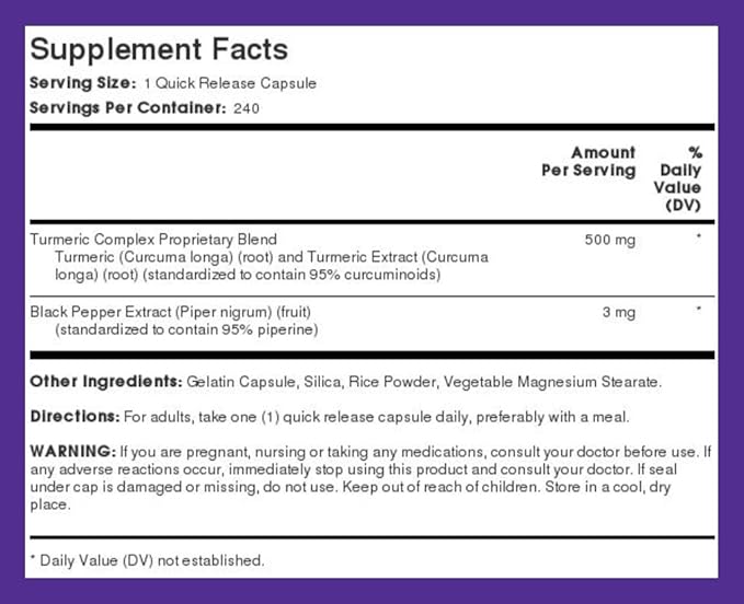 Piping Rock Turmeric Curcumin with Black Pepper 500 mg | 240 Capsules | Bioperine Supplement | Standardized Complex Extract | Non-GMO, Gluten Free