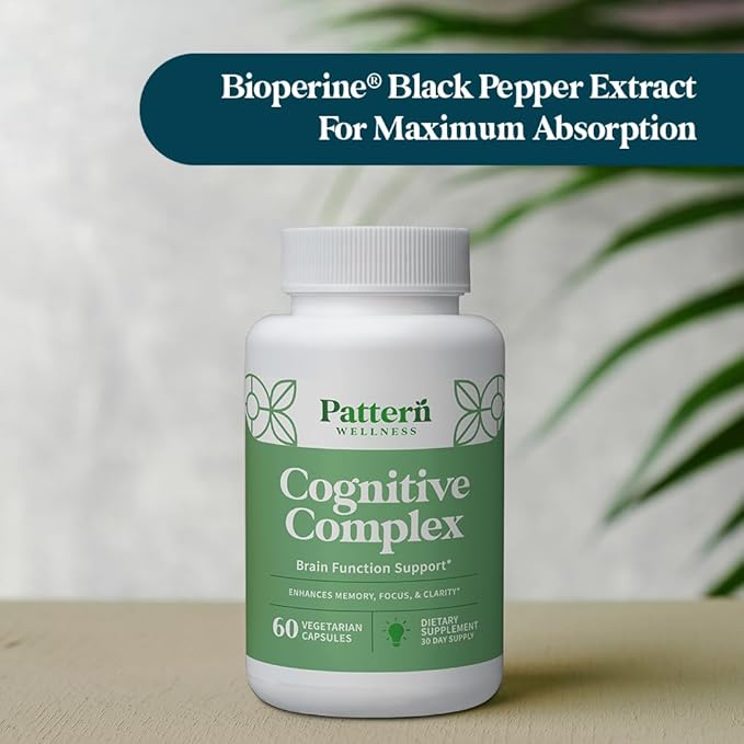 Pattern Wellness Cognitive Complex Supplement - Enhance Memory, Focus, and Clarity - Brain Health Support - 60 Vegetarian Capsules