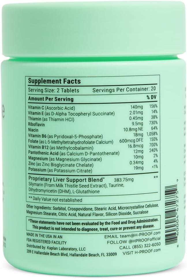 The Anytime You Drink Vitamin, Liver Health & Immunity Support with Electrolytes, Milk Thistle, and Vitamins B & C - 40 Chewable Tablets (20 Servings), Vegan, Green Apple