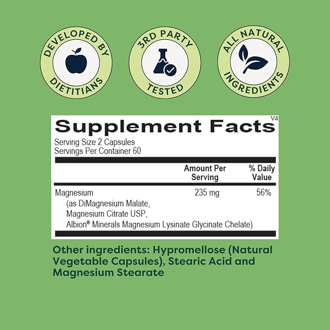 The Miracle Worker Magnesium Capsule Supplement: Reduce Stress and Improve Sleep Quality and Regularity While Easing Muscle Cramps, Capsules, 60 Servings, 120 ct