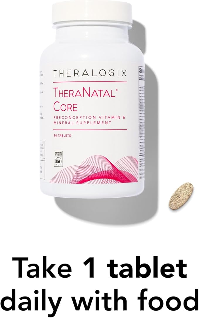 Theralogix TheraNatal Core Preconception Vitamin Supplement - 90-Day Supply - Prenatal Vitamins & Fertility Supplement for Women with Folate, Vitamin D3, Choline & More* - NSF Certified - 90 Tablets