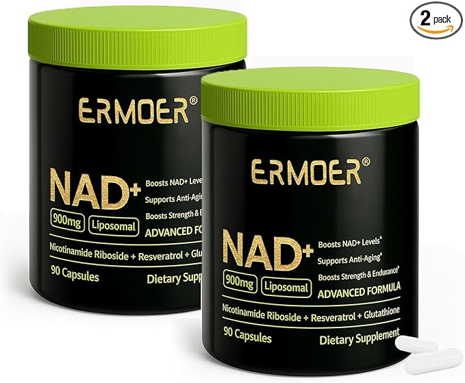 NAD+ Supplement, NAD Nicotinamide Riboside Resveratrol 900mg, Liposomal NAD for Women & Men, NMN Supplement Alternative for Anti-Aging, Energy Booster - 2 Bottle