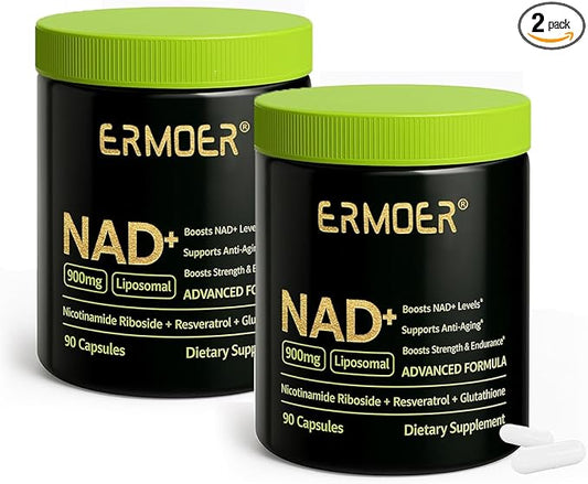 NAD+ Supplement, NAD Nicotinamide Riboside Resveratrol 900mg, Liposomal NAD for Women & Men, NMN Supplement Alternative for Anti-Aging, Energy Booster - 2 Bottle
