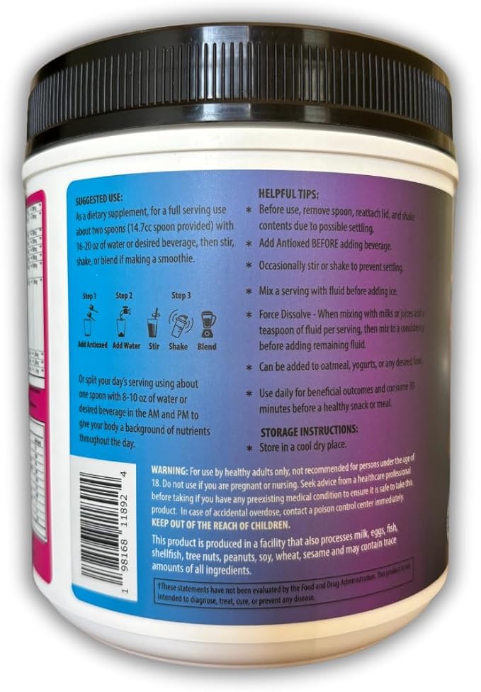 Multi Collagen Multivitamin for Women+Men, Keto, Skin, Joint, Cognitive, Heart, Sensual, & Immune Health, Hydrolyzed Peptides, Antioxidants, Probiotics, No Sugar, 30 Fruit Powder Servings