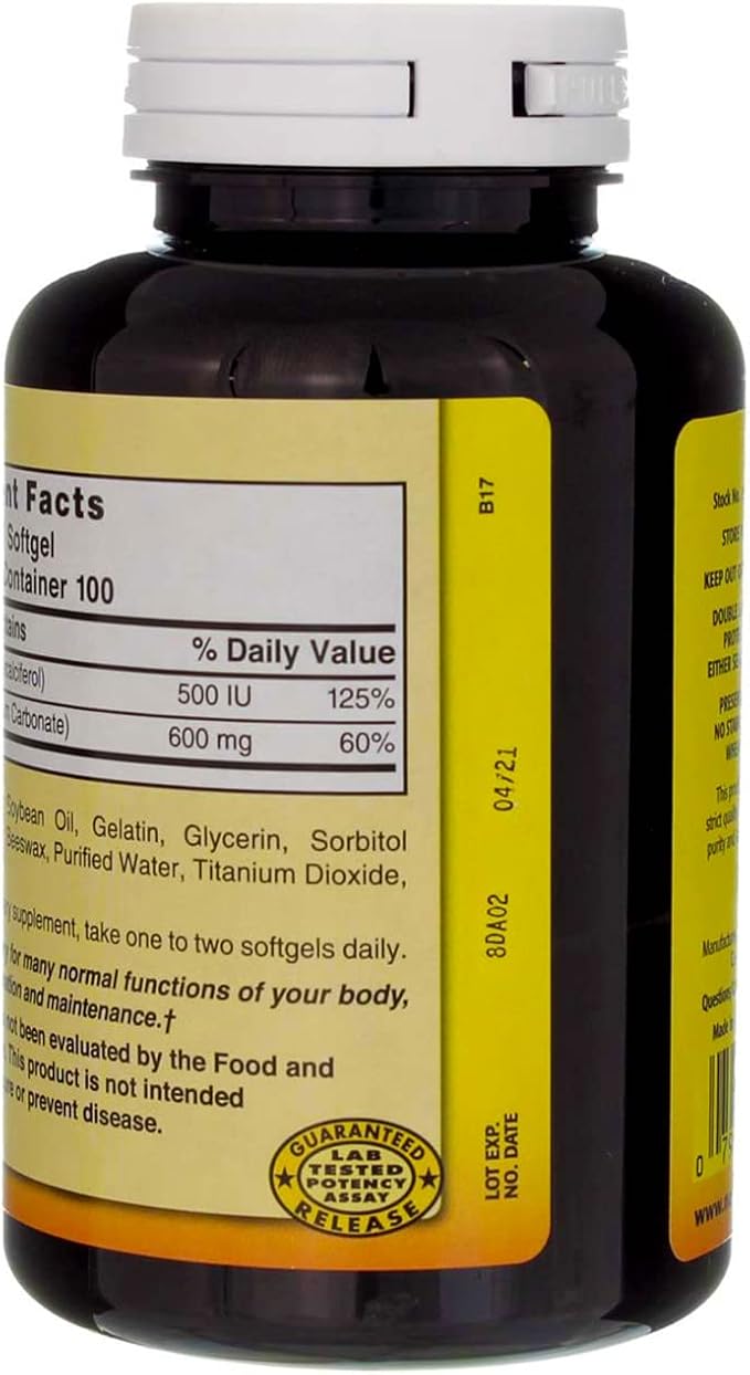 Liquid Calcium 600mg with D-3 (100 Softgels) 3 BOTTLES Total of 300 Softgels