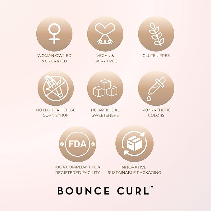 Bounce Curl Vegan Collagen Boosting Hair, Skin & Nails Gummies, 60 Strawberry Gummies