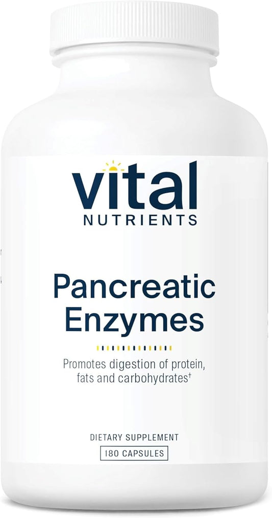 Vital Nutrients Pancreatic Enzymes 1000mg (Full Strength) | Pancreatin Digestion Supplement with Protease, Amylase & Lipase | Digestive Enzymes | Gluten, Dairy, and Soy Free | 180 Capsules