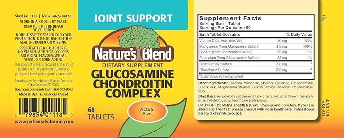 Nature's Blend Glucosamine Chondroitin Complex Tablets, 60 Tabs
