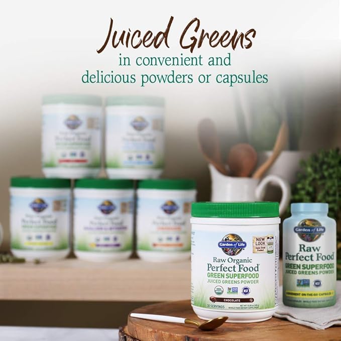 Garden of Life Raw Organic Perfect Food Green Superfood Juiced Greens Powder - Chocolate, 30 Servings (Packaging May Vary)