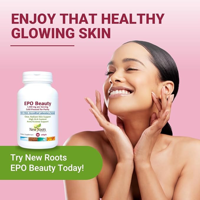New Roots Evening Primrose Oil Supplement from Cold Pressed Oil - 500 mg (90 Softgels), High GLA Content Supports Women’s Health | Clear, Radiant Skin Support