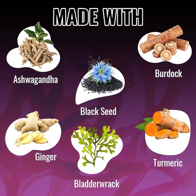 Vitamatic Sea Moss with Black Seed Oil, Ashwagandha, Turmeric, Bladderwrack & Burdock - 180 Vegan Capsules
