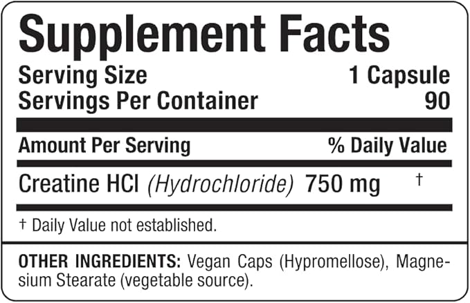 ALLMAX Essentials Creatine HCL, 750 mg, 90 Capsules