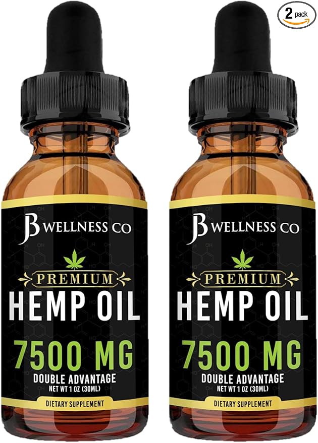 Organic Hemp Oil Extract Drops - Omega Fatty Acids 3 6 9, Non-GMO Ultra-Pure Sugar- Free (2-Pack)