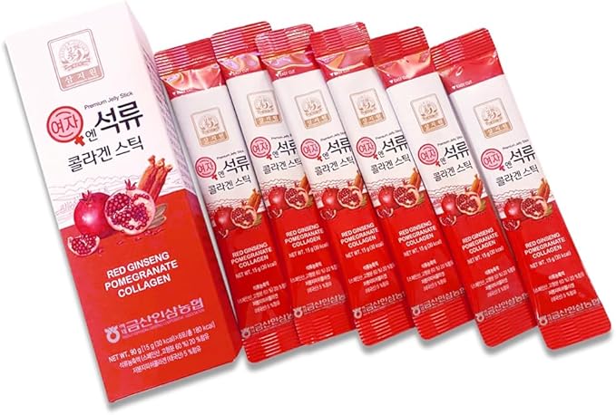 Korean Beauty Baekje Geumsan Women's Pomegranate Collagen Jelly Stick 5.1oz / 6 Count (1 Pack)
