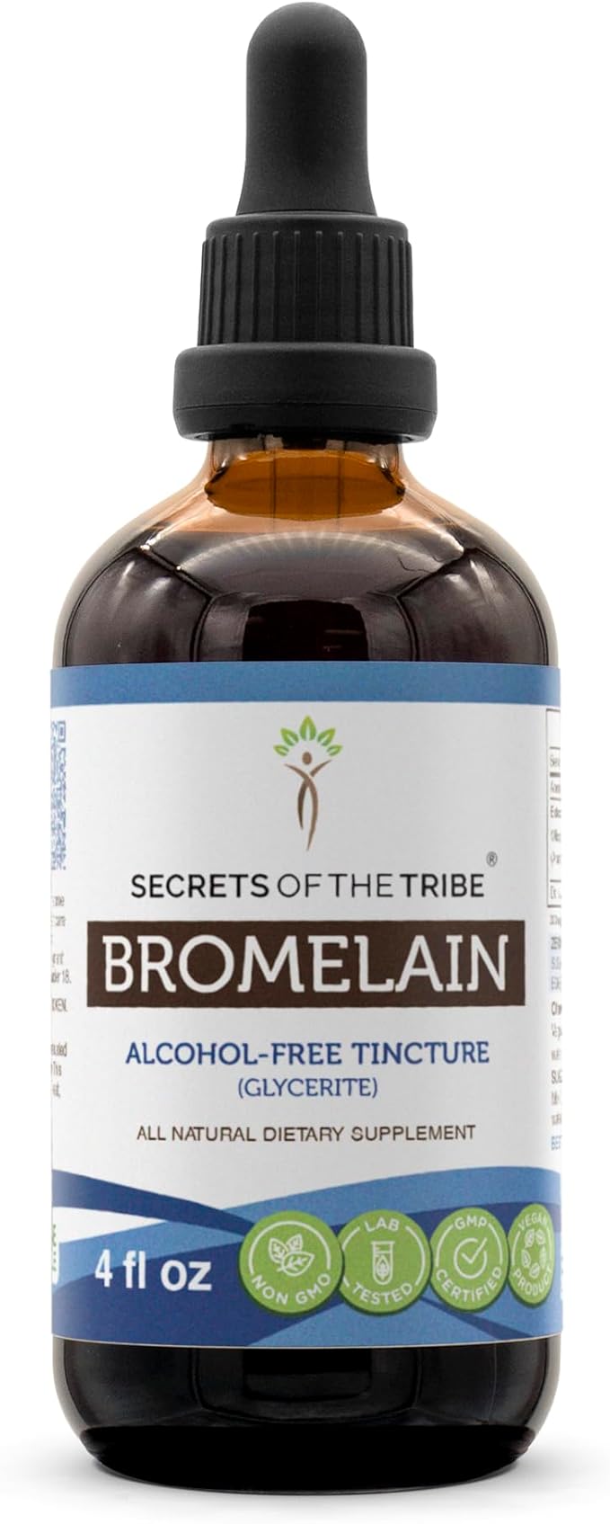 Secrets of the Tribe Bromelain Tincture Alcohol-Free Extract, Wildcrafted Bromelain, Pineapple (Ananas Comosus) (4 FL OZ)