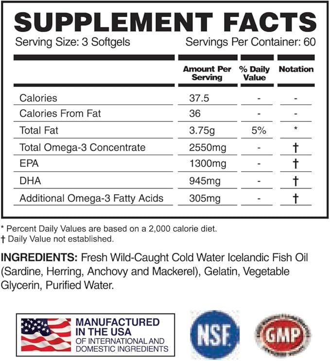Apollon Nutrition Alpha of Omegas Fish Oil, EPA, DHA, Brain, Cardiovascular, Eye, 180 Softgel Capsules