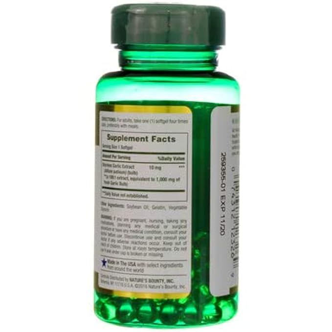 Nature's Bounty Garlic Extract 1000 mg, 100 Rapid Release Softgels (Pack of 2)