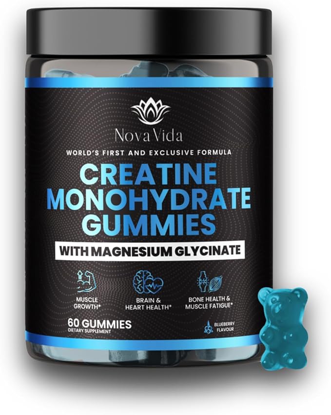 Creatine Monohydrate Gummies with Magnesium Glycinate, L-Arginine, BCAA, Zinc & Beta-Alanine- Creatine Monohydrate PreWorkout Gummies | Glycinate Creatine Monohydrate Gummies for Men & Women